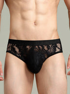 Men's Sexy Lace Semi-Sheer Trunks