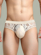 Men's Sexy Lace Semi-Sheer Trunks