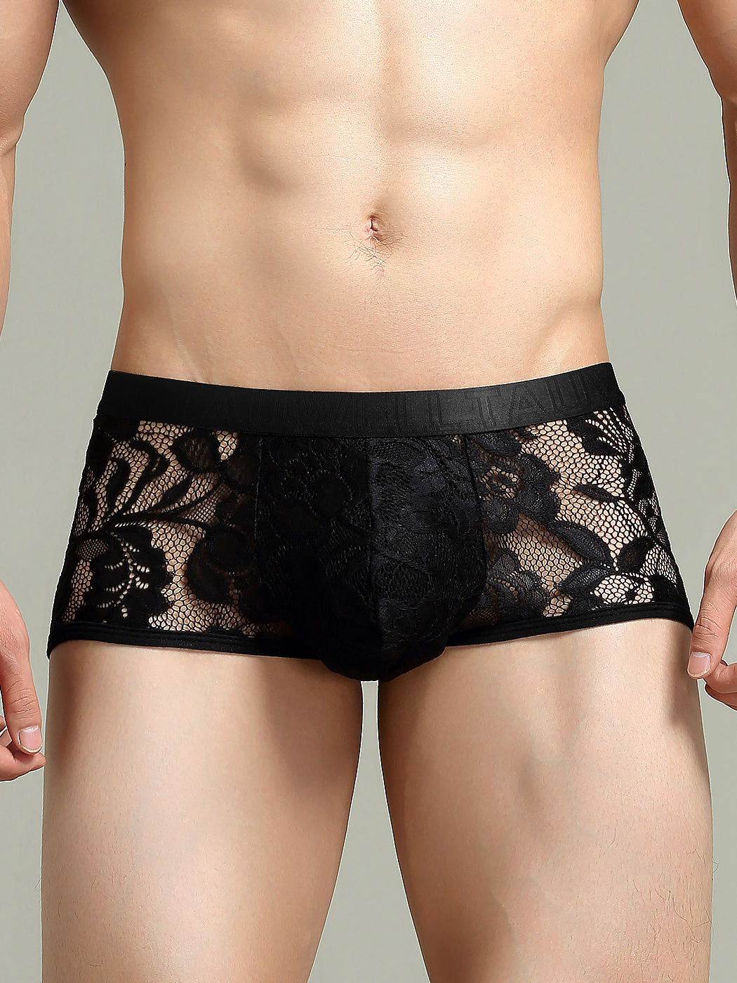 Men's Sexy Lace Semi-Sheer Trunks