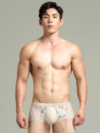 Men's Sexy Lace Semi-Sheer Trunks