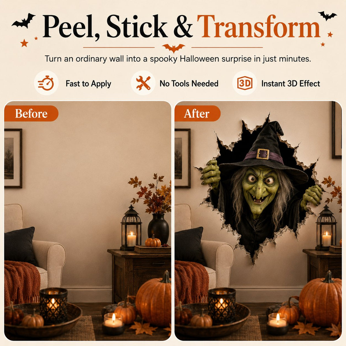 🧙Halloween Break-In 3D Wall Decals