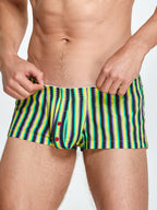Men's Color Stripes Trunks With Button Fly