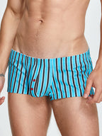 Men's Color Stripes Trunks With Button Fly
