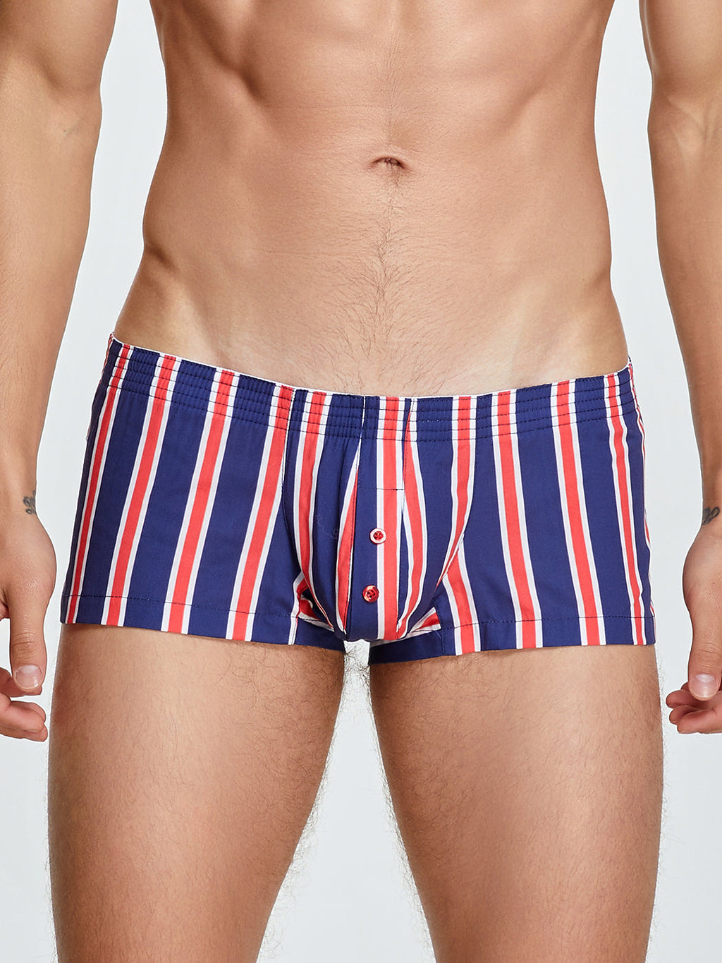 Men's Color Stripes Trunks With Button Fly
