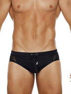 Men Sexy Sheer Patchwork Swim Briefs