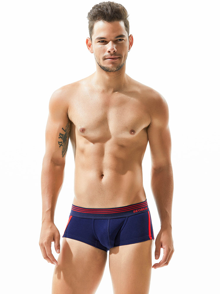 Men's Slim-Fit Cotton Trunks - Low Rise & Lifting Support