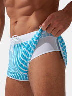 Mens Striped Quick Dry Lining Swim Trunks