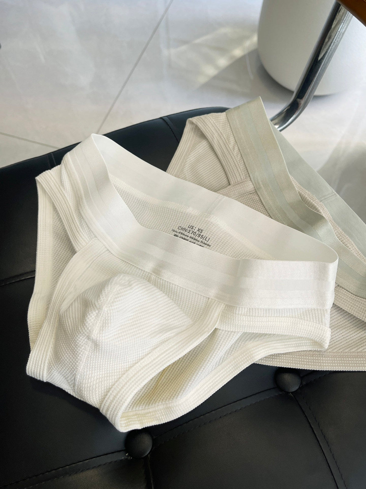 3 Pack Men's Soft Cotton Blend Waffle Briefs with Separate Pouch and High-Leg Cut