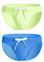 Mens U Convex Pouch Drawstring Solid Swimming Briefs