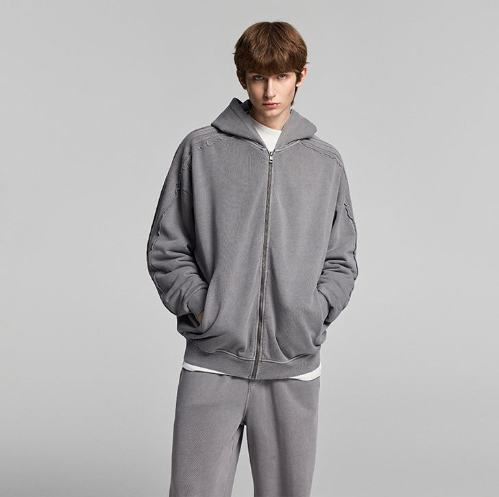 Patchwork zip jacket Gray