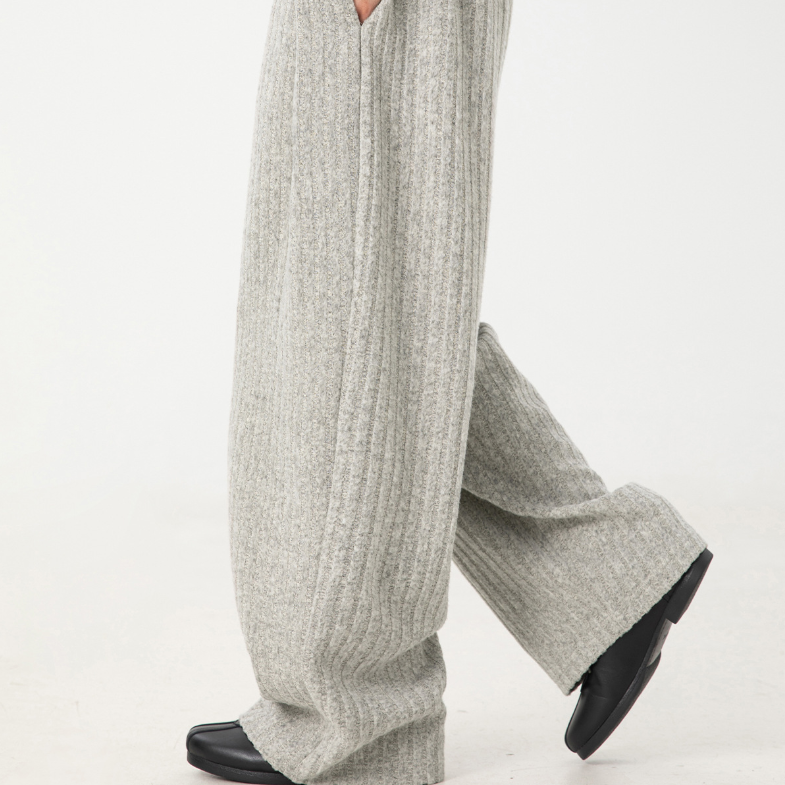 Loose Fleece Casual Pants White Gray