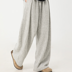 Loose Fleece Casual Pants White Gray