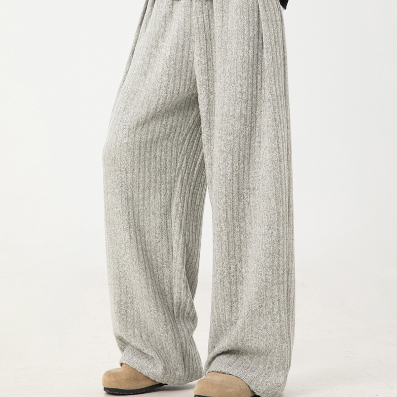 Loose Fleece Casual Pants White Gray