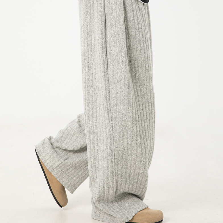 Loose Fleece Casual Pants White Gray