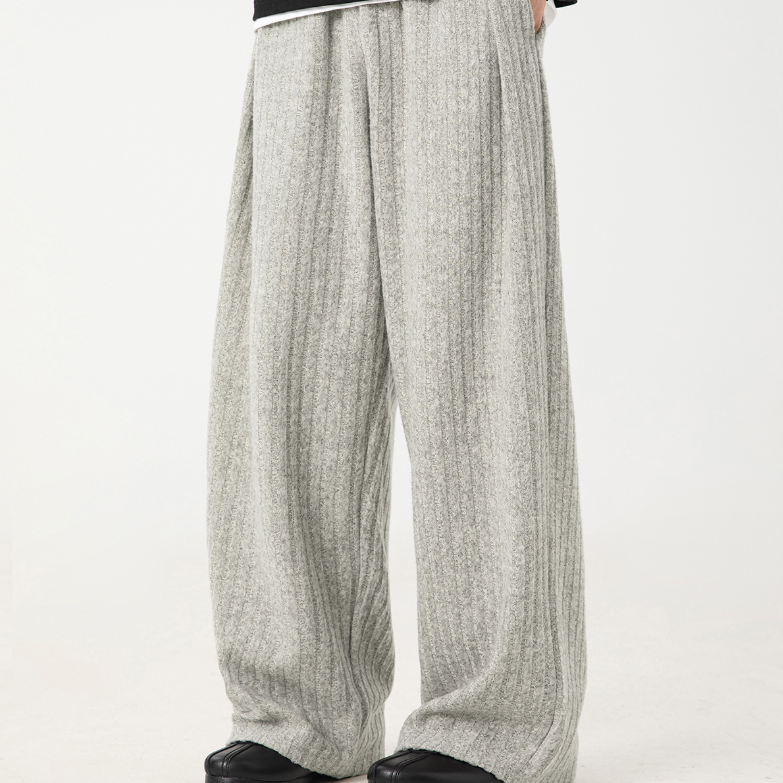 Loose Fleece Casual Pants White Gray
