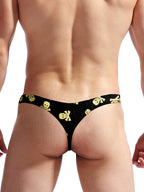 4 Pack Men's Large Pouch Playful Print Quick Dry Swim Thongs