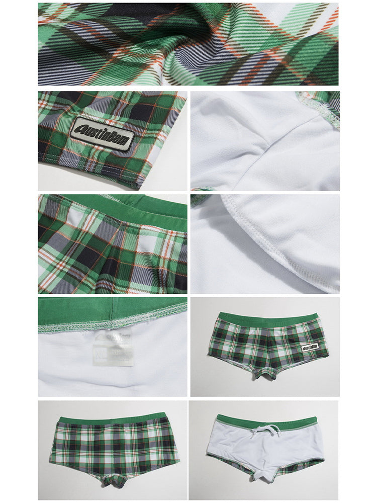 Men's Quick-Dry Plaid Swim Trunks – Low-Rise