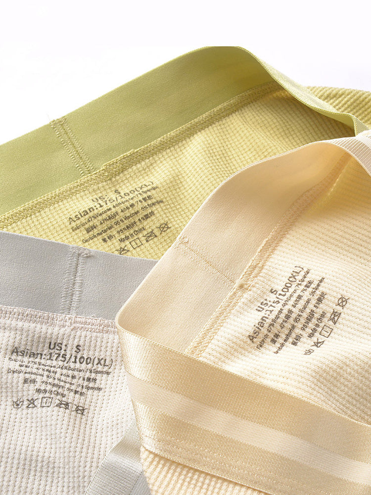 3 Pack Men's Soft Cotton Blend Waffle Briefs with Separate Pouch and High-Leg Cut