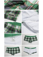 Men's Plaid Print Quick-Dry Low-Rise Swim Shorts & Trunks