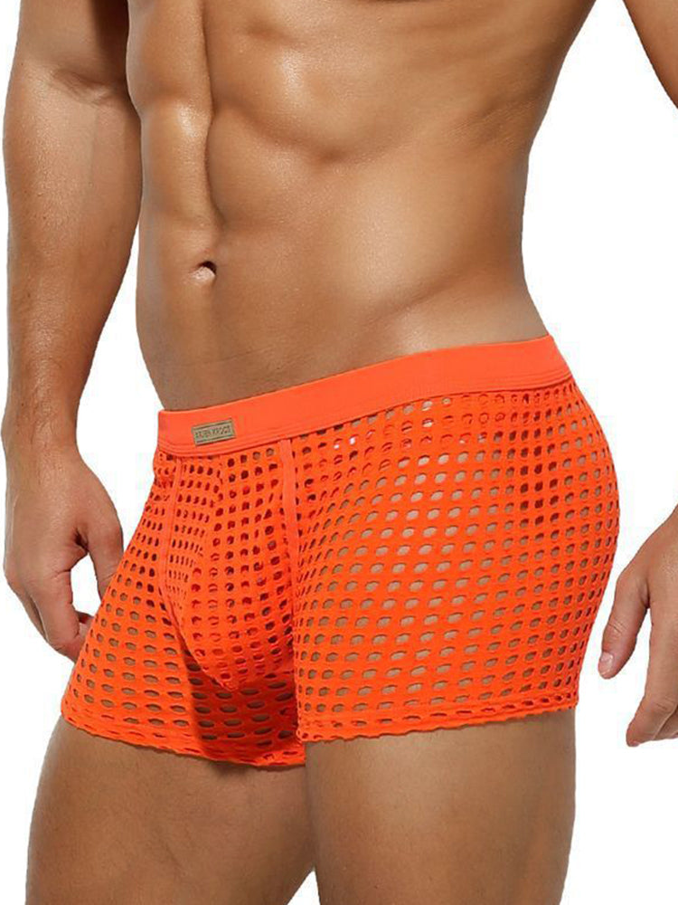 2 Pack Men's Hollow Mesh Sexy Trendy Moisture-Wicking Trunks