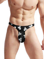 4 Pack Men's Large Pouch Playful Print Quick Dry Swim Thongs