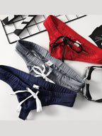 2 Pack Men's Large Pouch High Elastic Ice Silk Breathable Swim Thongs