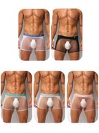 Men's Sheer Elegance Mesh Panels Breathable One-Piece Seamless Trunks