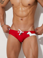 Men’s Printed Waistband Drawstring Swim Briefs