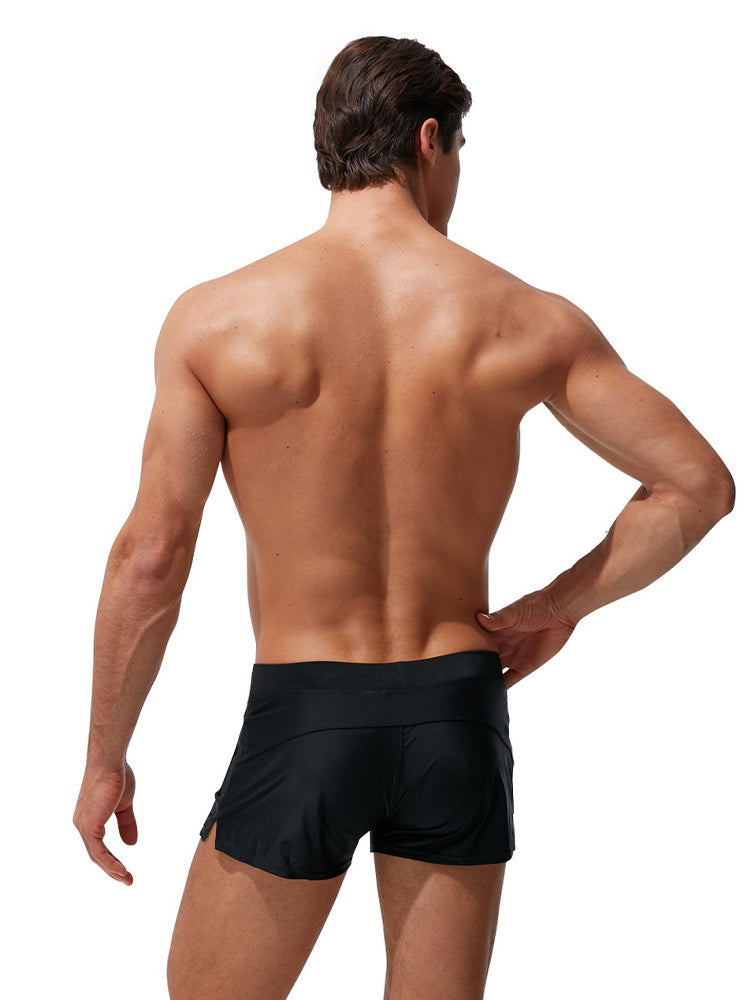 Men's Zippered Pocket Design Moisture-Wicking Swim Shorts & Trunks