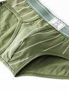 4 Pack Men's Striped Design Soft-Touch Cotton Fabric Breathable Briefs
