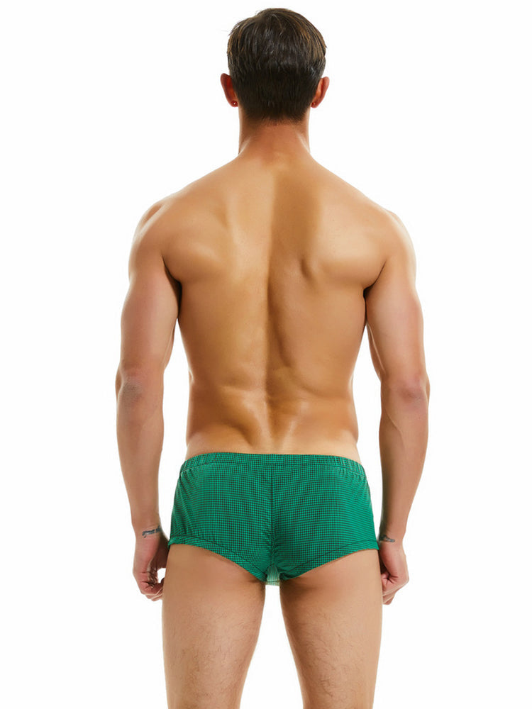 Men’s Relaxed Plaid Trunks with Button Fly
