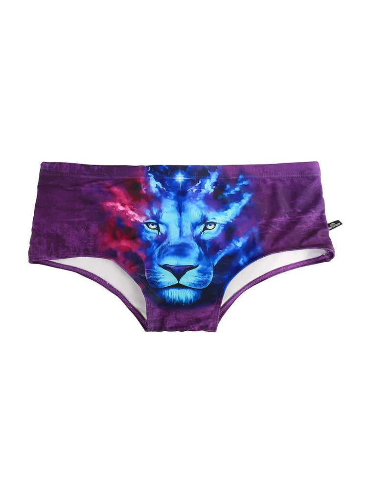 Men's Low-Rise Stylish Animal Print Swim Briefs