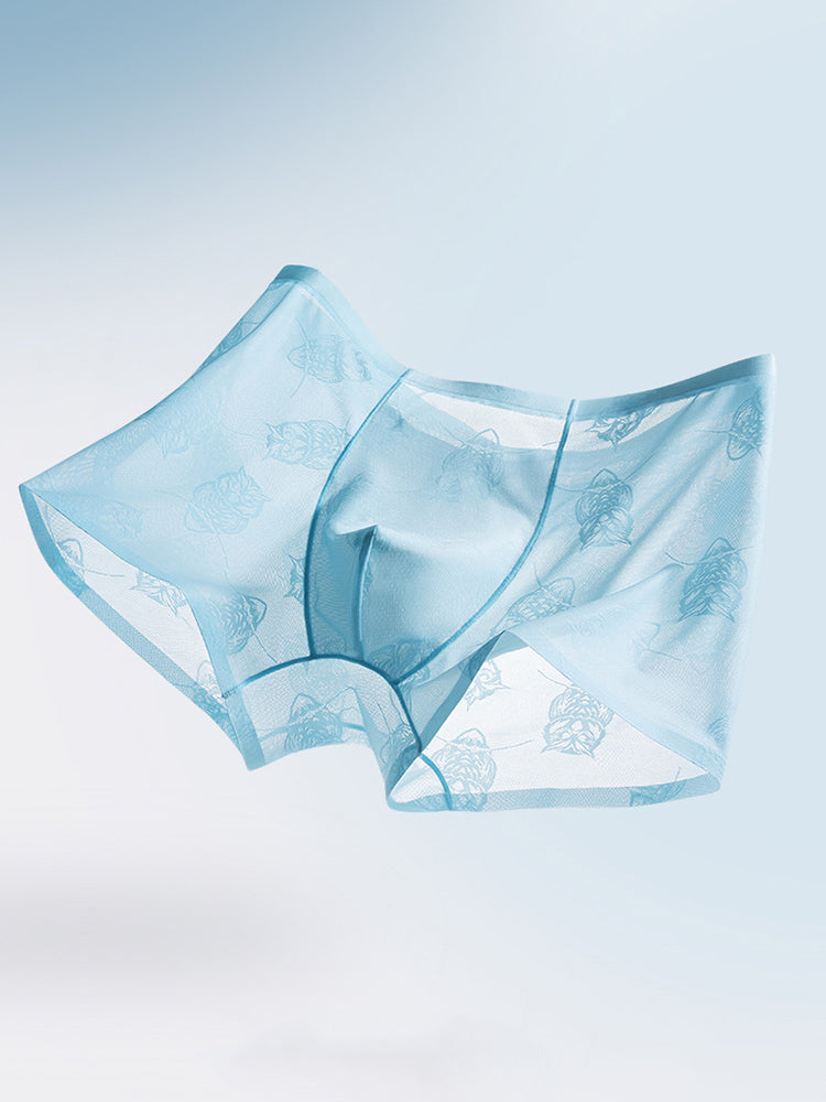 4 Pack Men's Ice Silk Antibacterial Mid-Rise Seamless Comfort Trunks