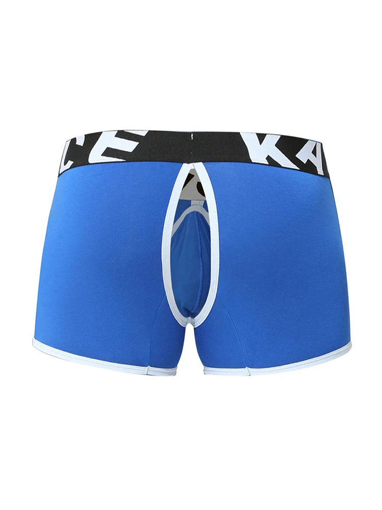 2 Pack Men's Sexy Modal Trunks with Open Front & Back and Removable Pouch