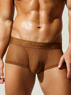 3 Pack Men's Striped Mesh Trunks with Comfort Pouch