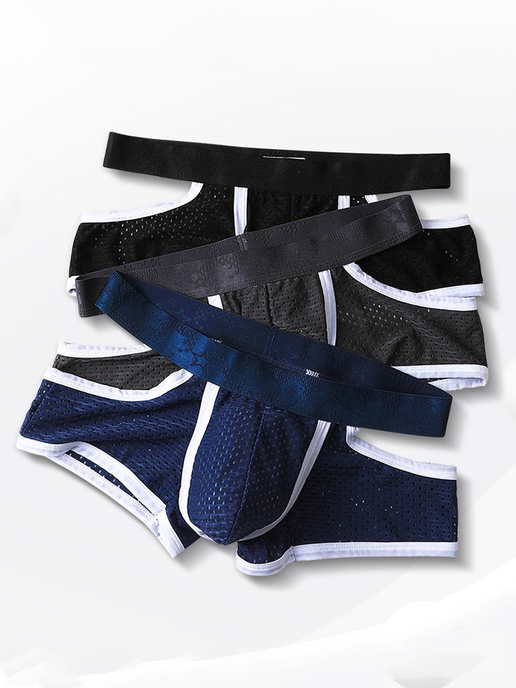 3 Pack Men's Breathable Mesh Lightweight & Airy Supportive Fit Trunks