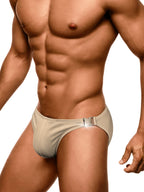 Men's Quick-Dry Odor-Control Solid Color Side Snap Swim Briefs