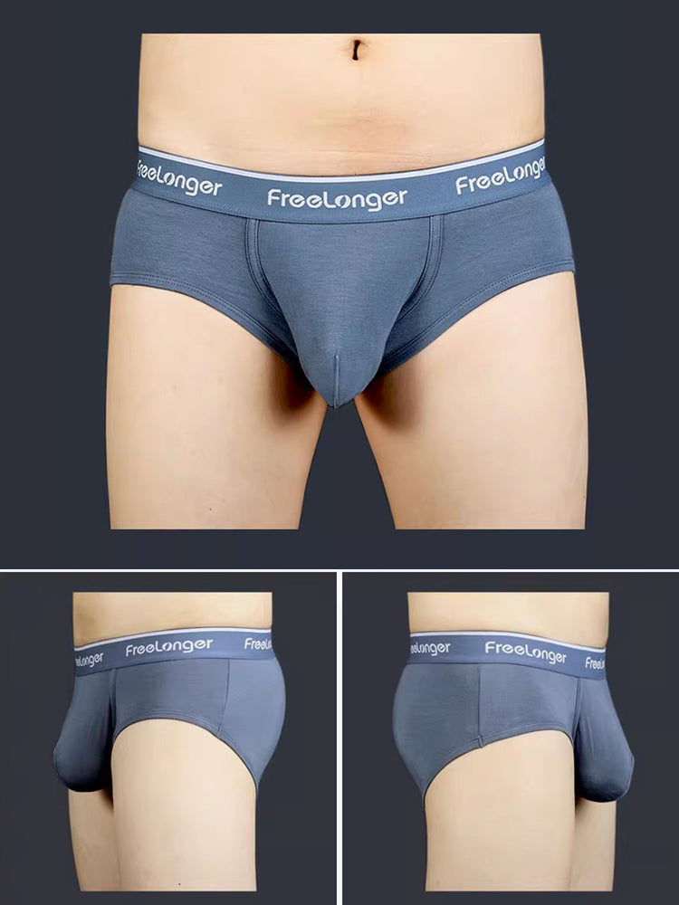 FreeLonger Men's Comfy Separate Support Pouch Briefs