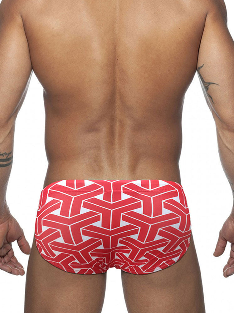 Men's 3D Pouch Printed Fitness Swim Briefs