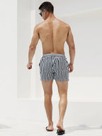 Men's Stripe Drawstring Swim Board Shorts