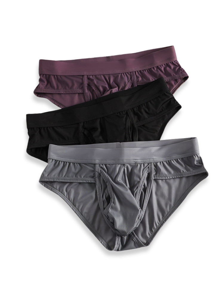 3 Pack Men's Fly Opening Supportive Pouch Stretch Premium Briefs