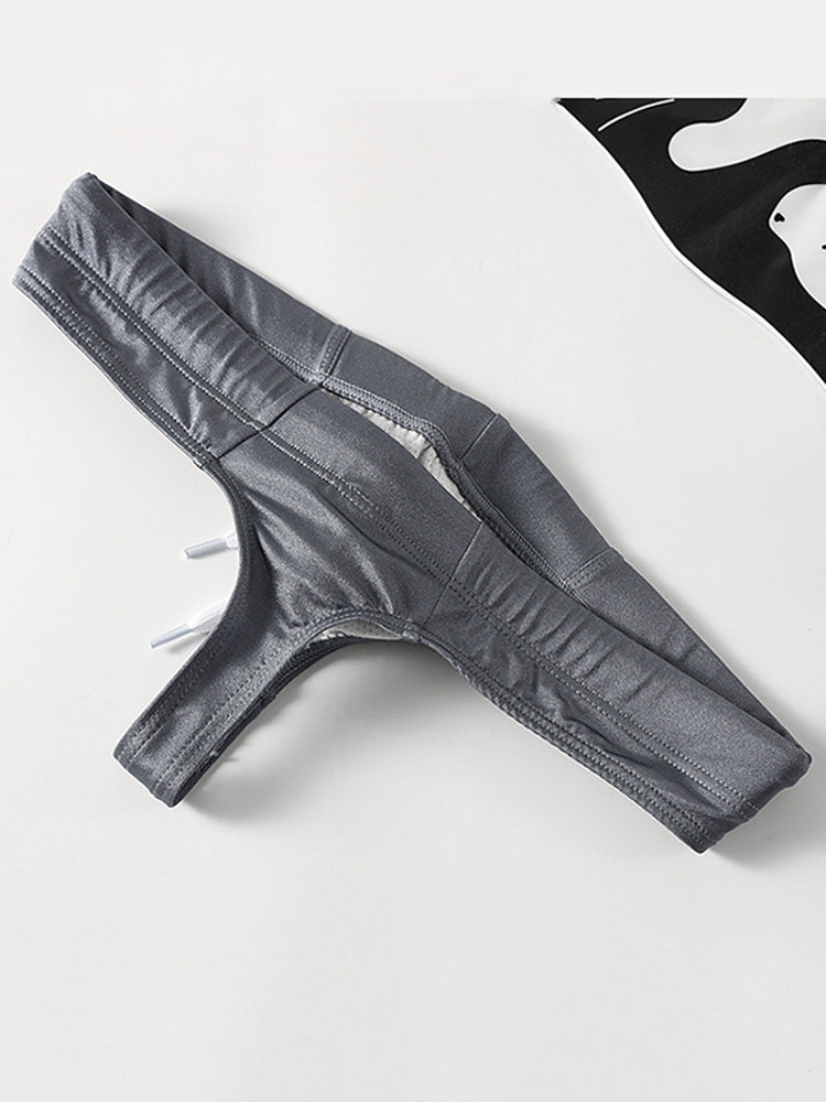 2 Pack Men's Large Pouch High Elastic Ice Silk Breathable Swim Thongs