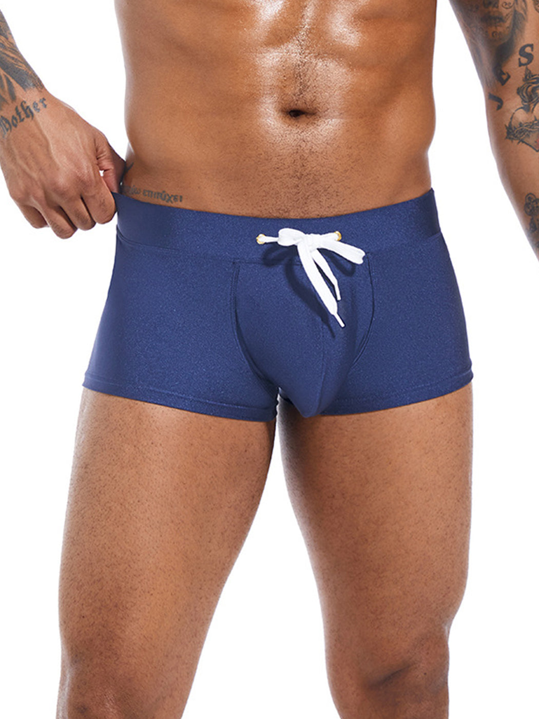 Men’s U Convex Pouch Swim Trunks with Drawstring