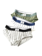 4 Pack Men's Striped Design Soft-Touch Cotton Fabric Breathable Briefs