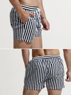 Men's Stripe Drawstring Swim Board Shorts