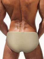 Men's Quick-Dry Odor-Control Solid Color Side Snap Swim Briefs