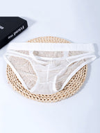 2 Pack Men's Stretch Solid Color Sexy Crotch Single-Layer Briefs with Support Ring