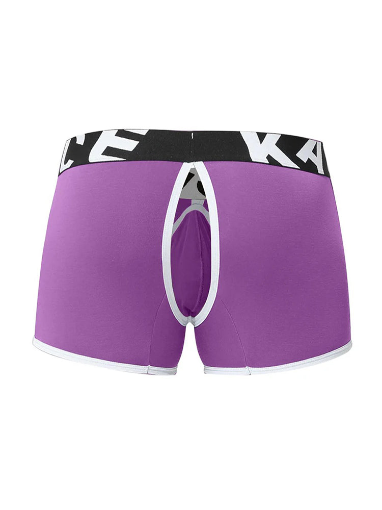 2 Pack Men's Sexy Modal Trunks with Open Front & Back and Removable Pouch
