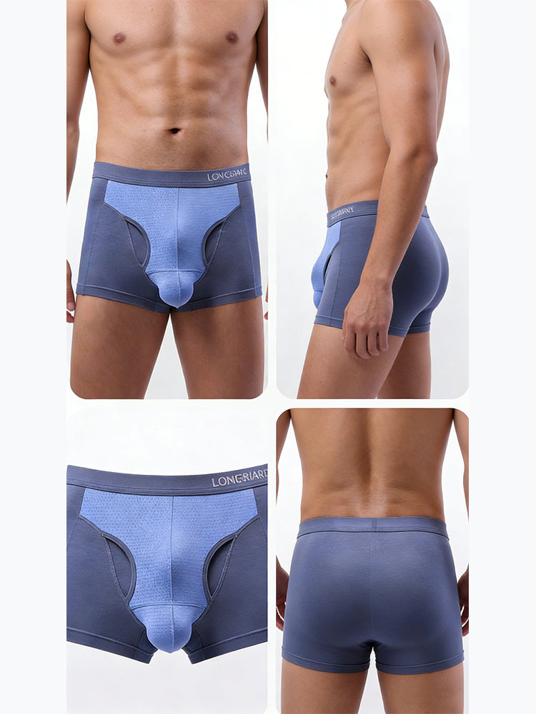 2 Pack Men's Mesh Antibacterial Support Lift & Separate Pouch Trunks