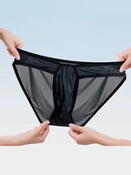 2 Pack Men's Ice Silk Breathable Sexy Low-Rise Anti-Odor Briefs